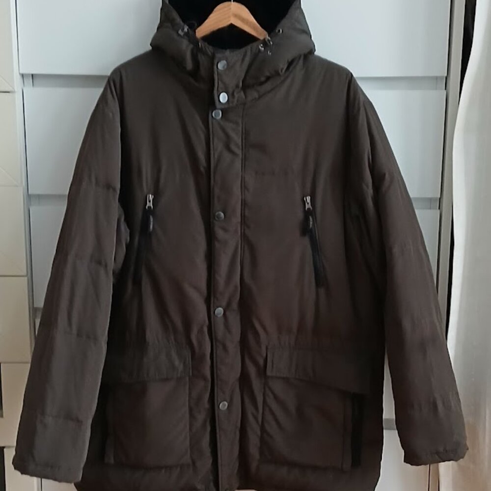 John Barritt Oversized Coat with Fur Lined Hood - Hunter Green - size L
